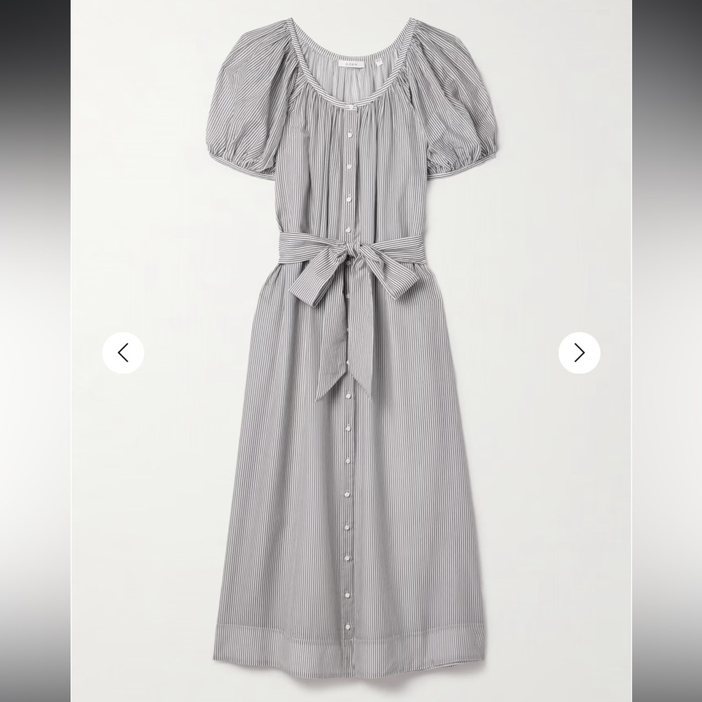 Doen Juno belted striped cotton-blend midi dress
